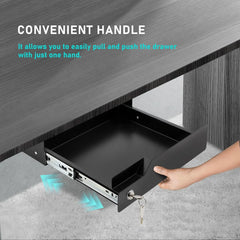 16-Inch Office Under-Desk Lockable Sliding Drawer