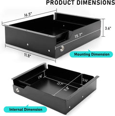 16-Inch Office Under-Desk Lockable Sliding Drawer