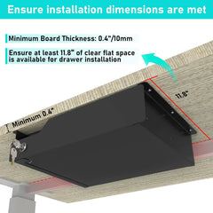 16-Inch Office Under-Desk Lockable Sliding Drawer
