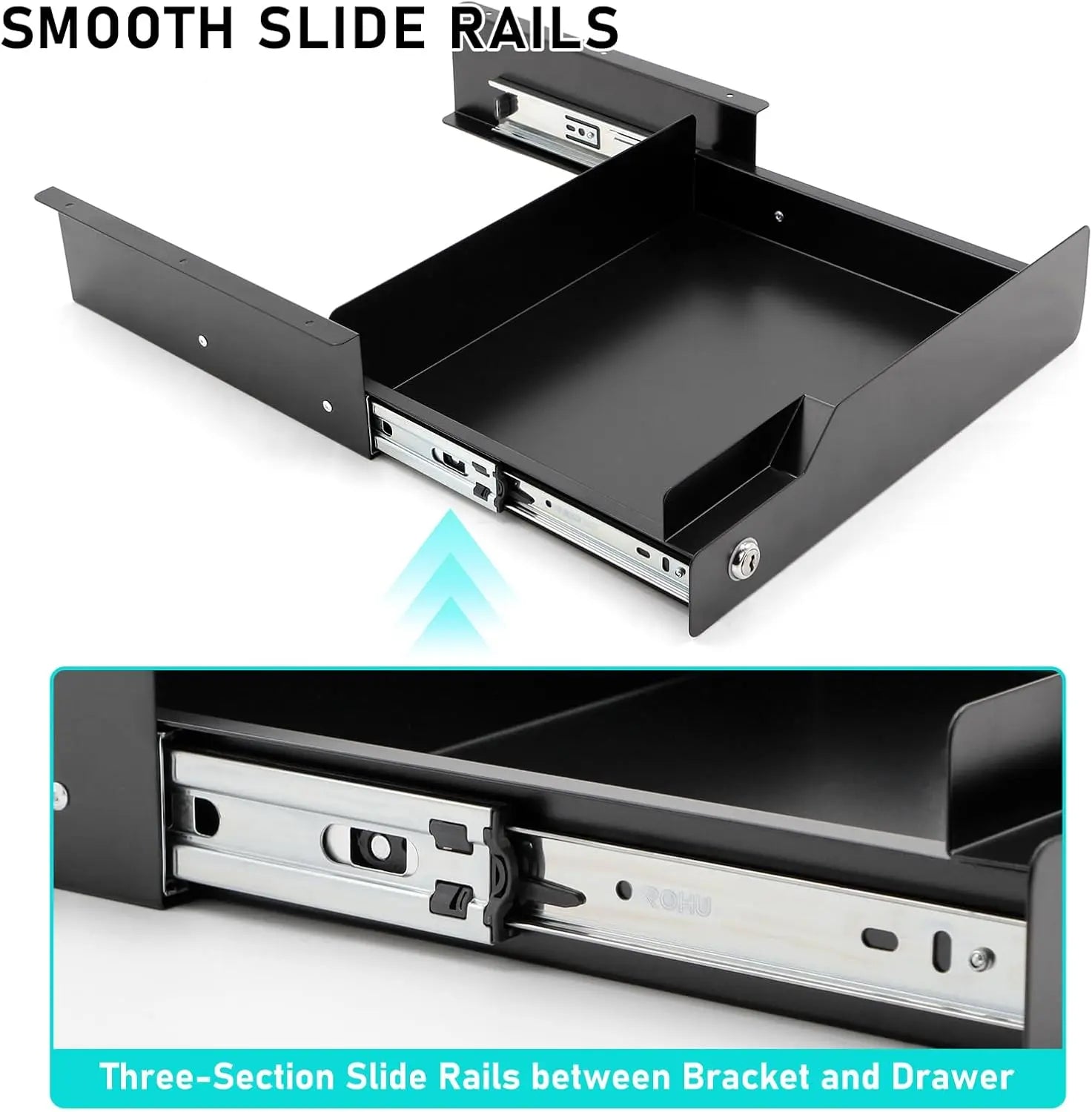 16-Inch Office Under-Desk Lockable Sliding Drawer
