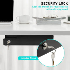 16-Inch Office Under-Desk Lockable Sliding Drawer