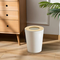 2Pack 2.4 Gallon Small Modern Aesthetic Trash Can with Lid for Bedroom, White
