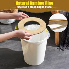 2Pack 2.4 Gallon Small Modern Aesthetic Trash Can with Lid for Bedroom, White