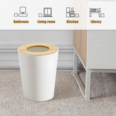 2Pack 2.4 Gallon Small Modern Aesthetic Trash Can with Lid for Bedroom, White
