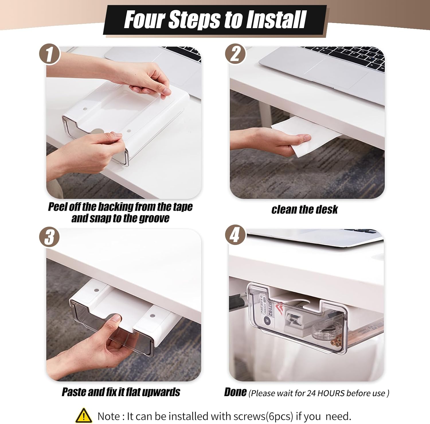Slide-out Under Desk Storage Drawer-2Pcs