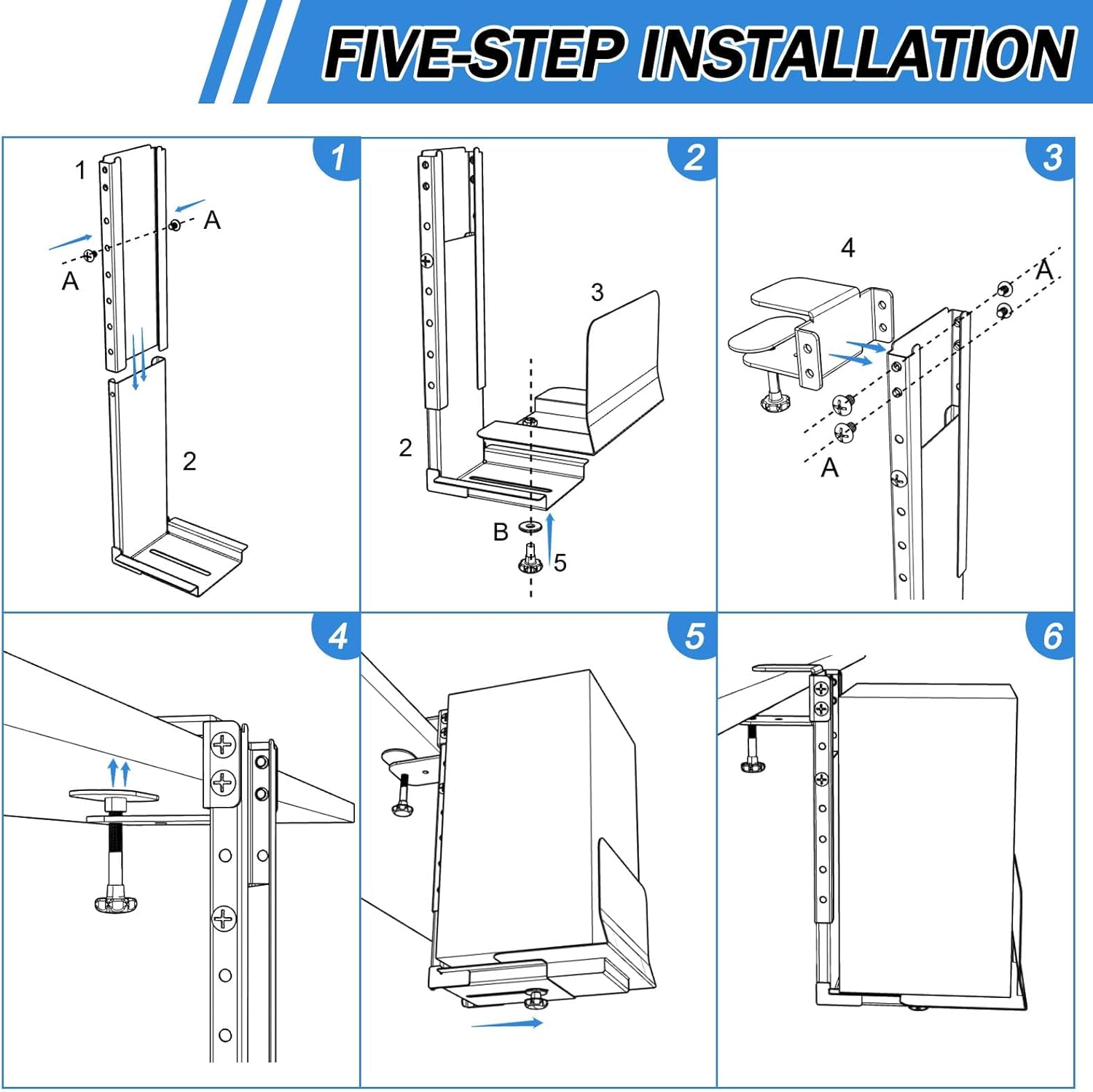 Adjustable Heavy Duty Under Desk Computer Clamp Mount
