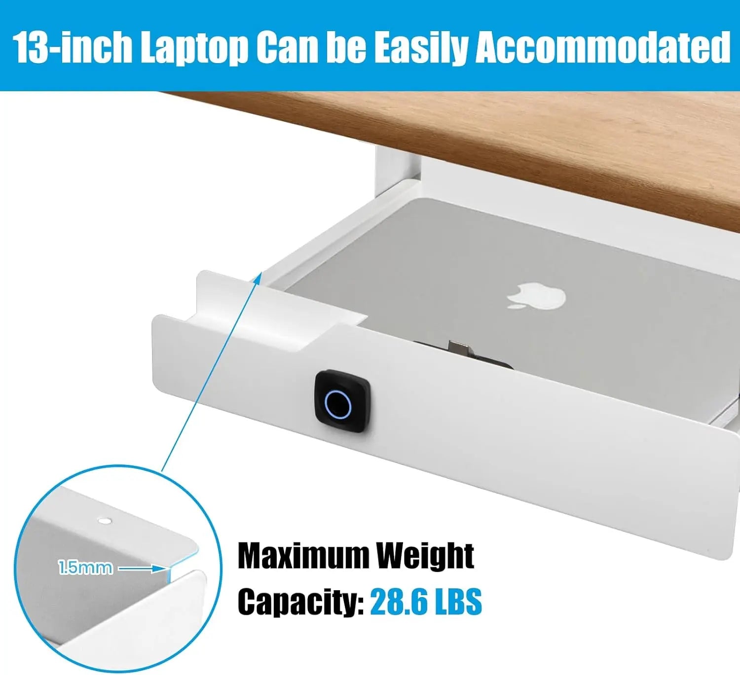 Biometric Locking Sliding Under Desk Drawer