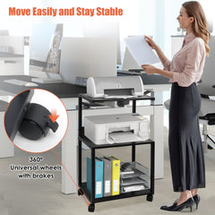 Black Rolling 3-Tier Printer Stand