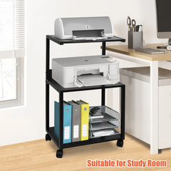 Black Rolling 3-Tier Printer Stand