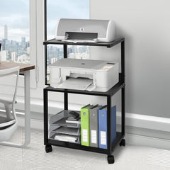 Black Rolling 3-Tier Printer Stand