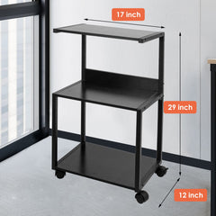 Black Rolling 3-Tier Printer Stand