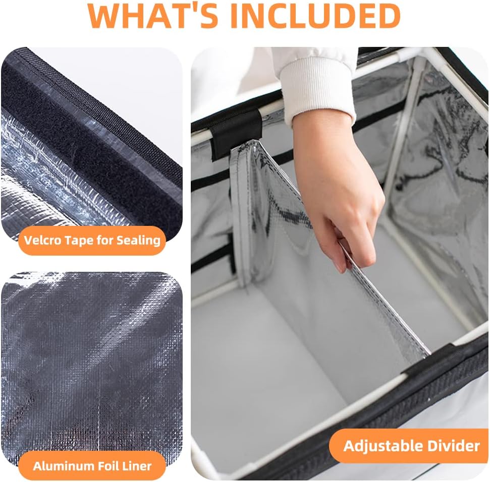 Commercial Insulated Bags For Food Delivery XL - 18.1" x 13.8" x 13.8", Waterproof & Foldable Catering Bag Food Deliveries