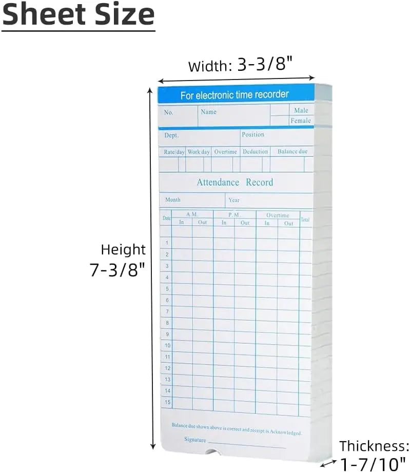 Double Sided Employee Monthly Time Card - 100 Pcs.
