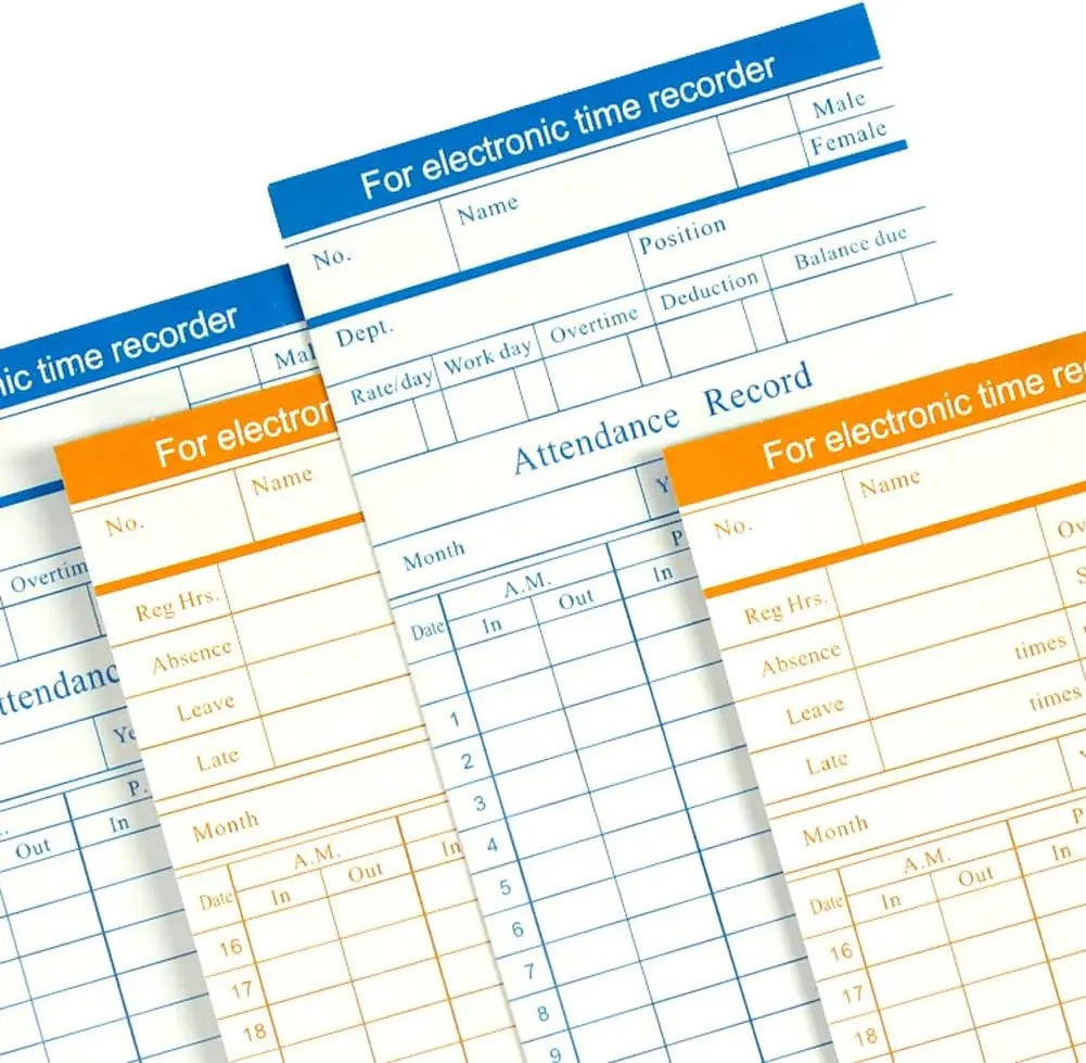 Double Sided Employee Monthly Time Card - 100 Pcs.