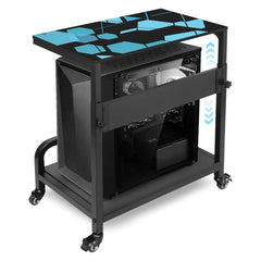 Extra Large Adjustable 2-Tier CPU Stand with Guardrail Locking Casters