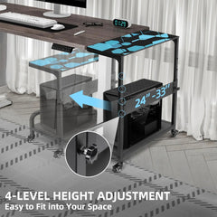 Extra Large Adjustable 2-Tier CPU Stand with Guardrail Locking Casters