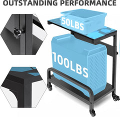 Extra Large Adjustable 2-Tier CPU Stand with Guardrail Locking Casters