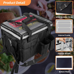Insulated Bags for Food Delivery with Cup Holder 17.3" x 13.5" x 12.5", Waterproof Commercial Insulated Food Delivery Bag Drink Carriers