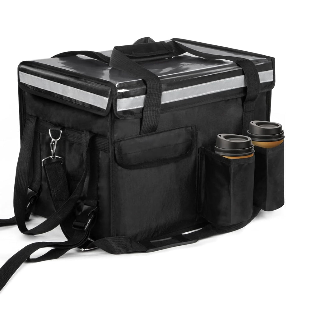 Insulated Bags for Food Delivery with Cup Holder 17.3" x 13.5" x 12.5", Waterproof Commercial Insulated Food Delivery Bag Drink Carriers