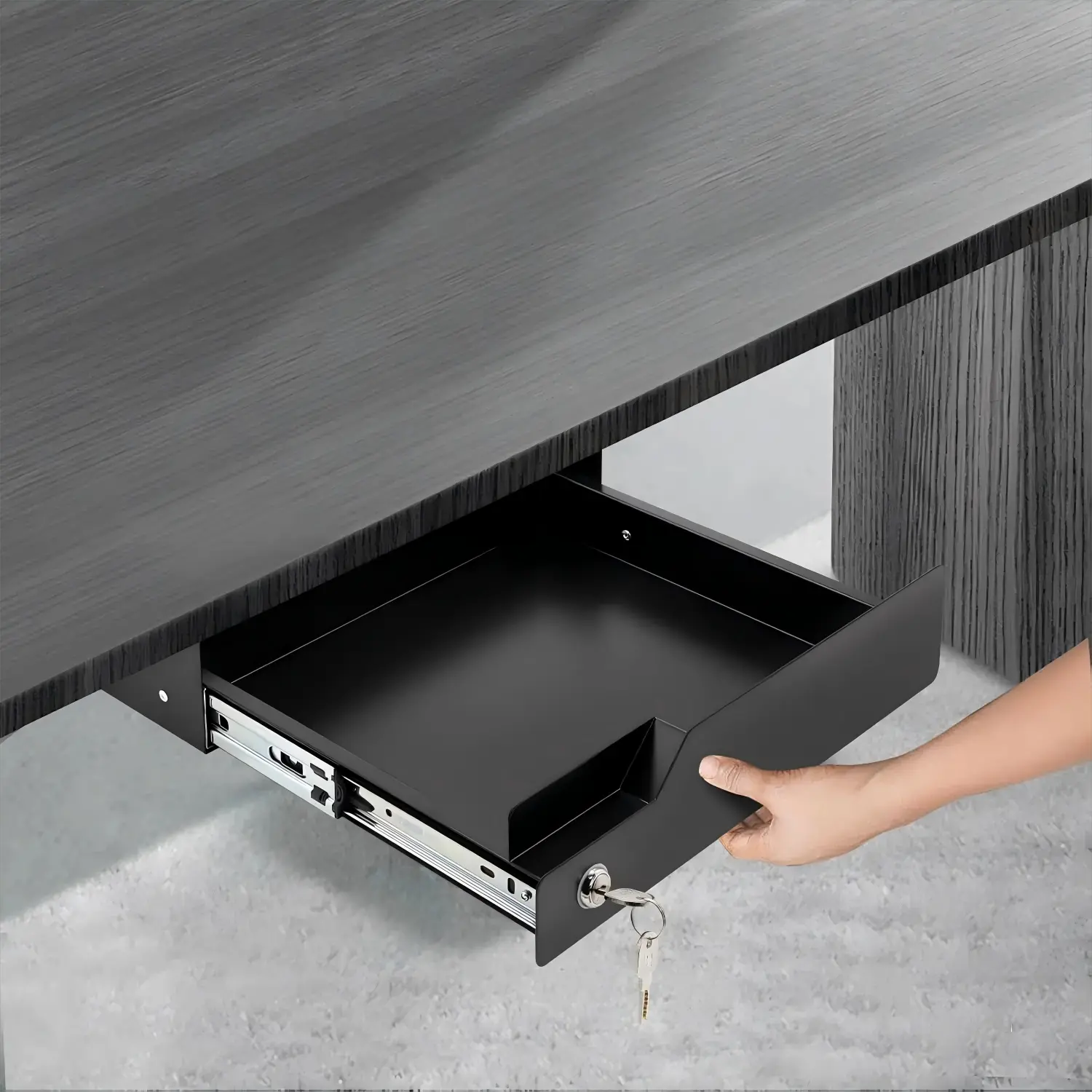 Lockable Under Desk Sliding Drawer - Ciao Stilista #