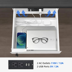 Multi-Function Under Desk Lockable Drawer with Charging Station