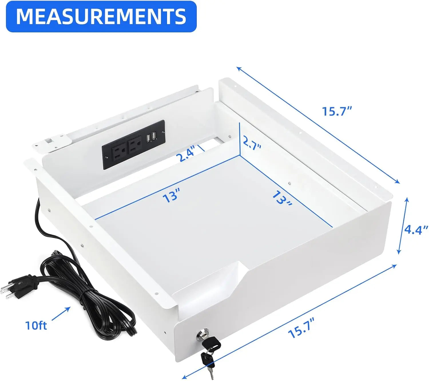 Multi-Function Under Desk Lockable Drawer with Charging Station