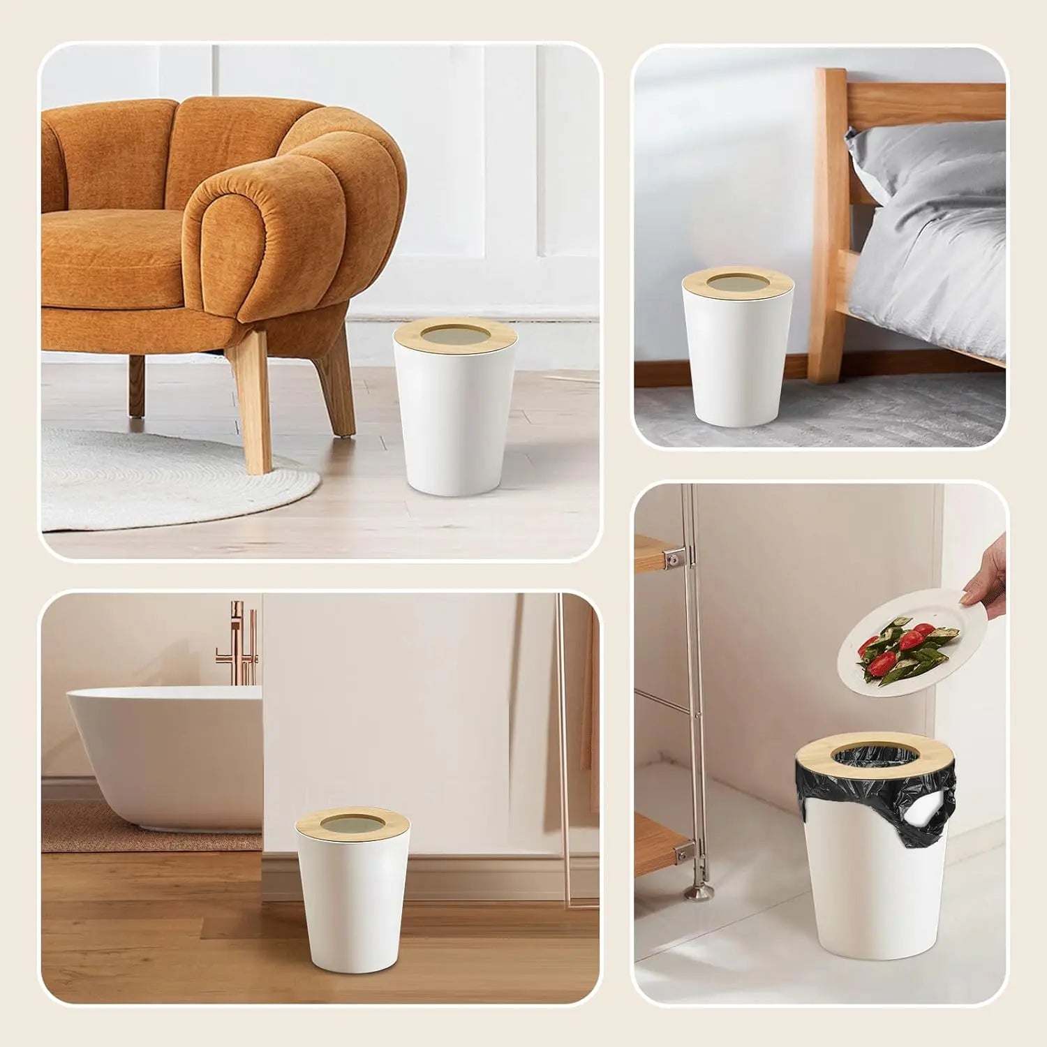 Multi-pack Modern Aesthetics Open Top Trash Can