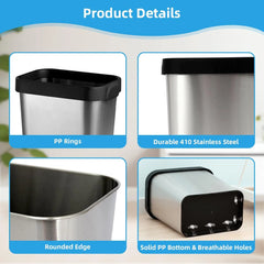 Multi-packs Rectangular Stainless Steel Open Top Trash Can