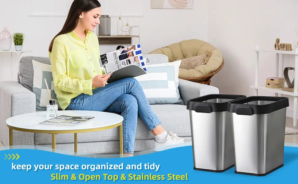 Multi-packs Rectangular Stainless Steel Open Top Trash Can