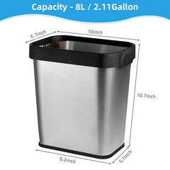 Multi-packs Rectangular Stainless Steel Open Top Trash Can