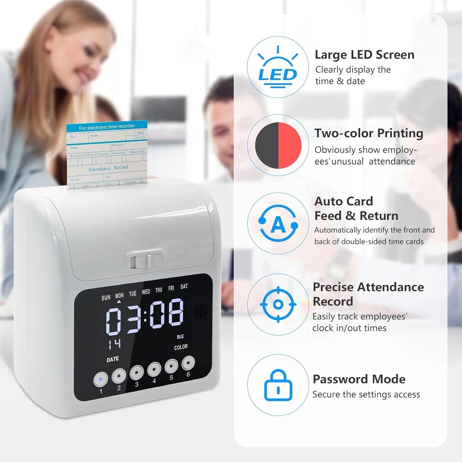 PIN Version Auto Aligned Time Clock for Small Businesses