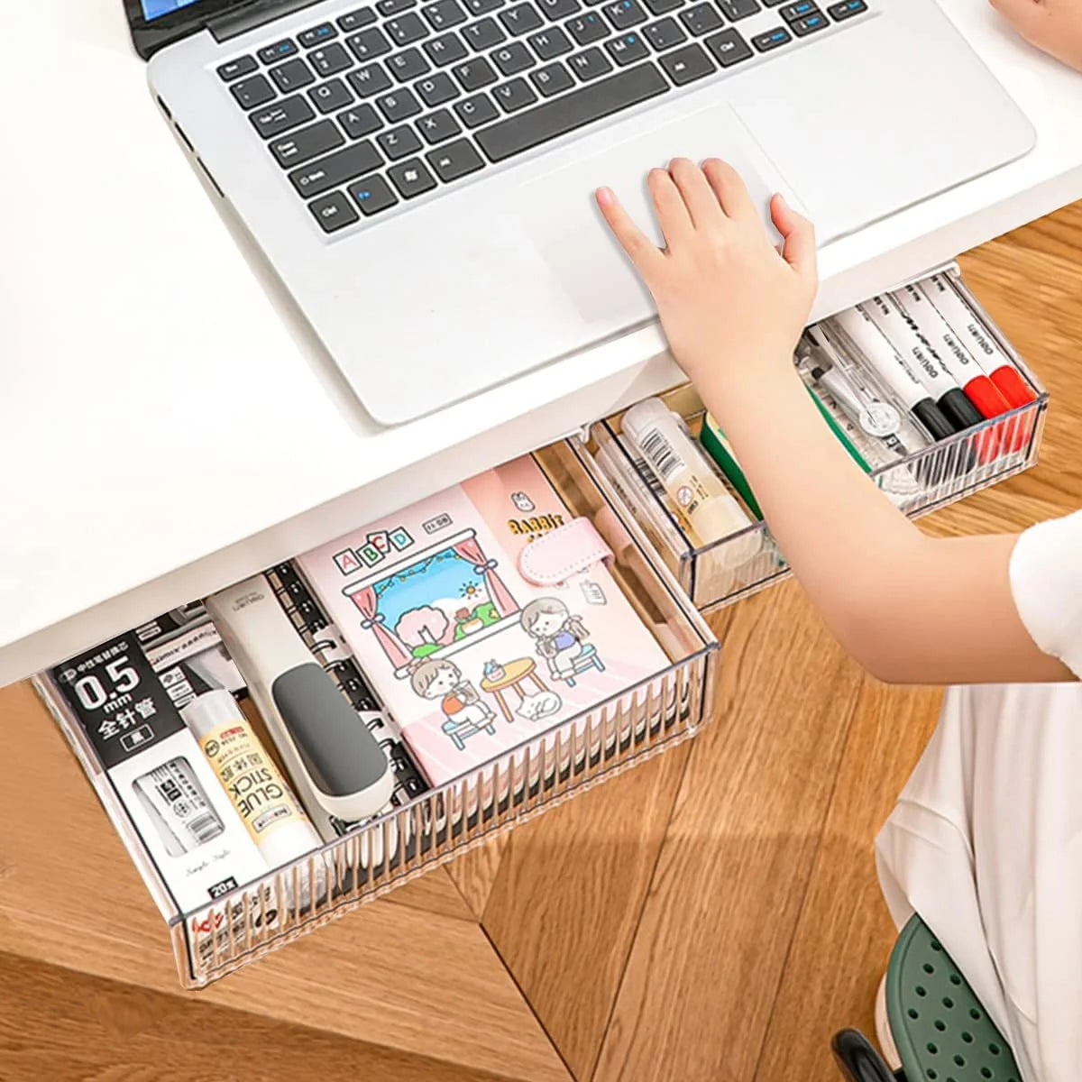 Slide-out under Desk Storage Drawer - 2 pcs