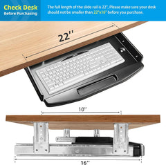 Under Desk Metal Keyboard Tray with Mouse Platform