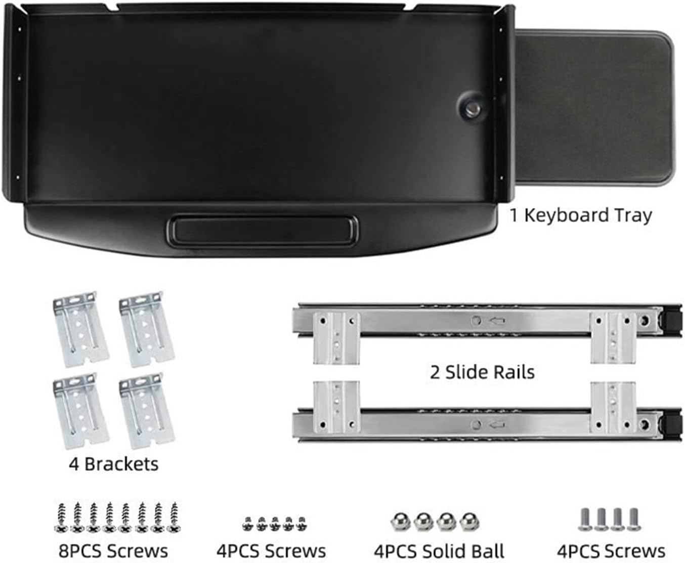 Under Desk Metal Keyboard Tray with Mouse Platform