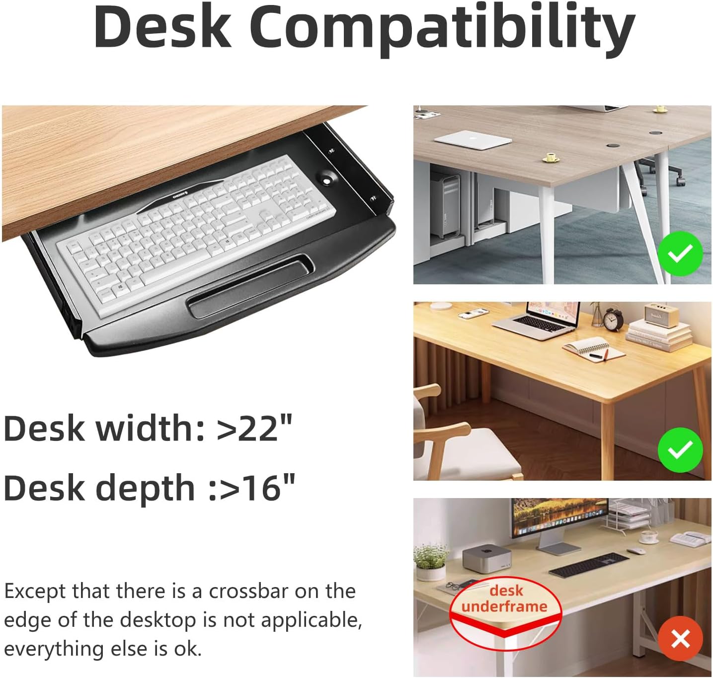 Under Desk Metal Keyboard Tray with Mouse Platform