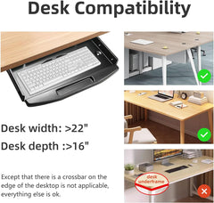 Under Desk Metal Keyboard Tray with Mouse Platform