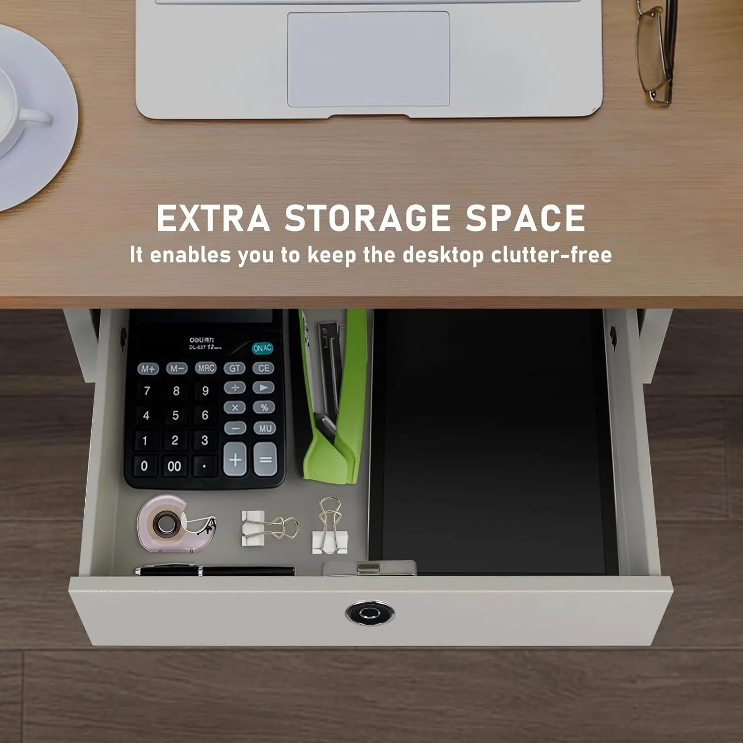Under Desk Mounted Lockable Drawer with Fingerprint Lock