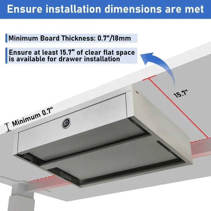 Under Desk Mounted Lockable Drawer with Fingerprint Lock