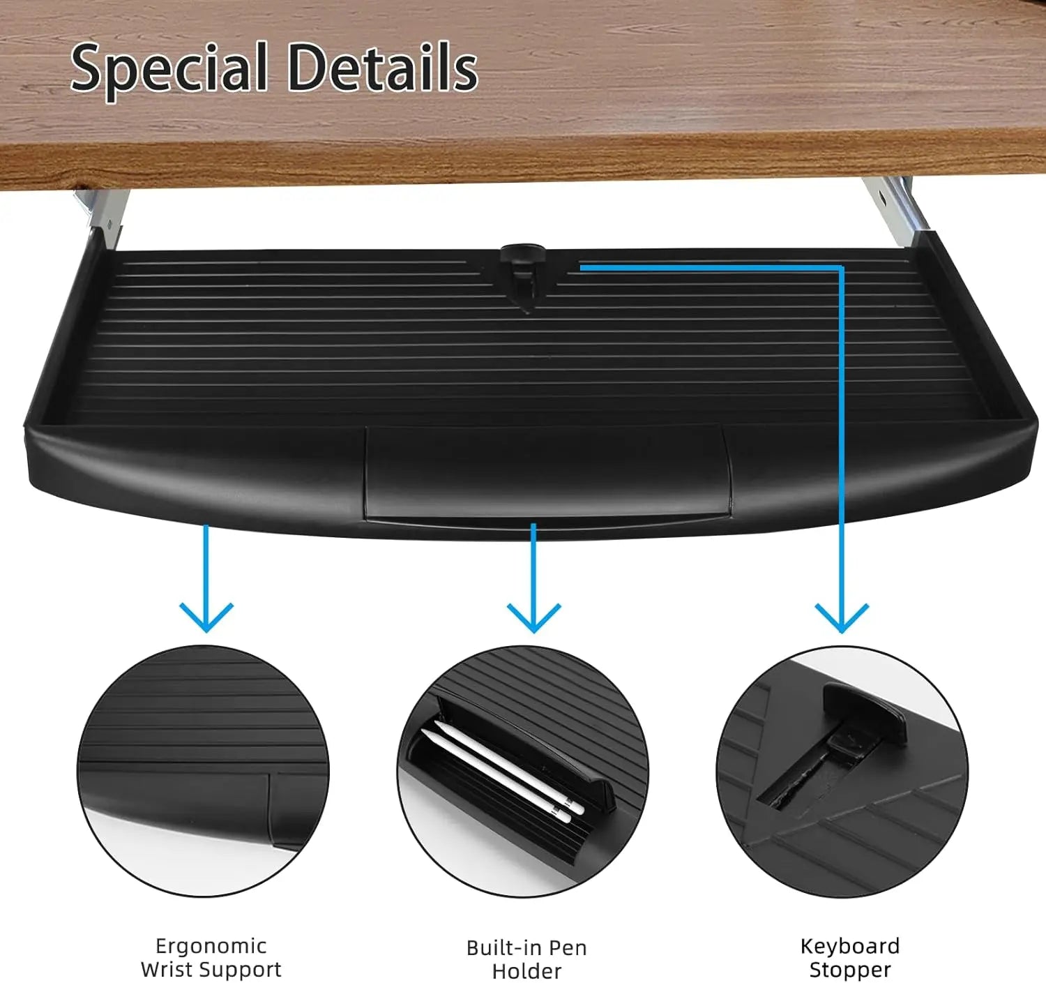 Under Desk Sturdy Slide Out Keyboard Tray