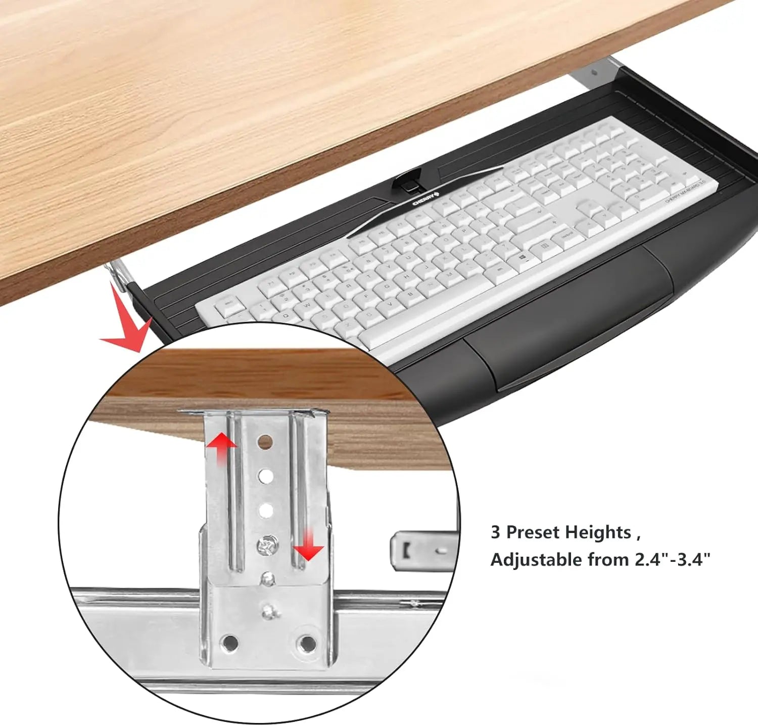 Under Desk Sturdy Slide Out Keyboard Tray