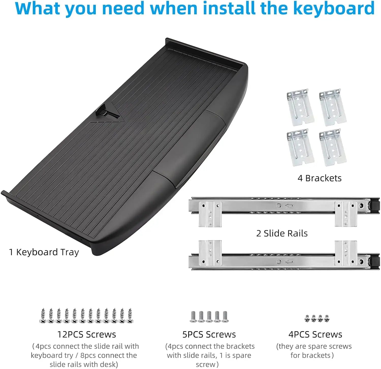 Under Desk Sturdy Slide Out Keyboard Tray