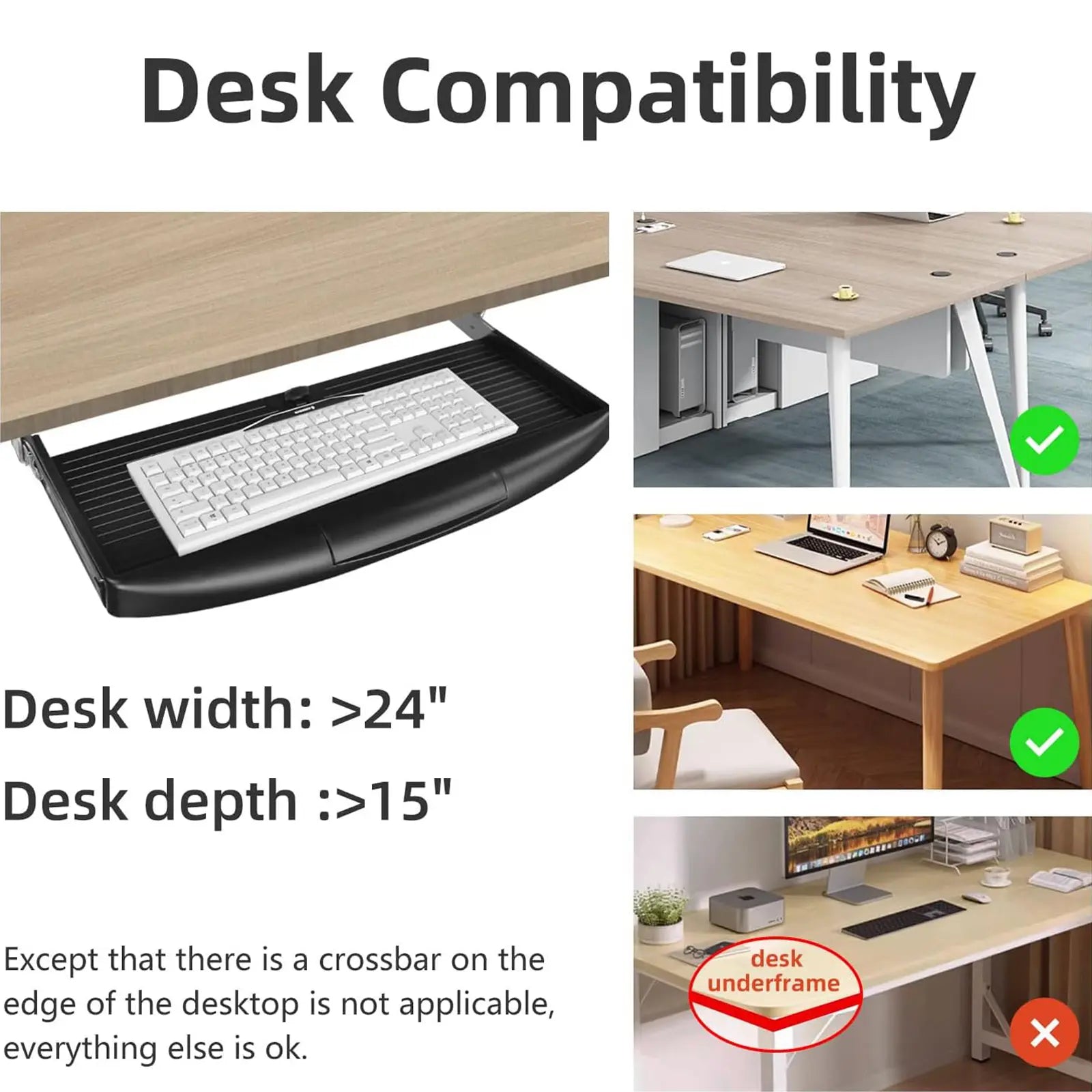 Under Desk Sturdy Slide Out Keyboard Tray