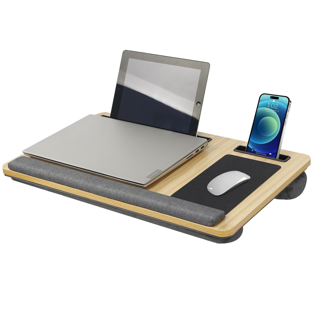 Versatile Portable Wooden Laptop Tray with Cushion