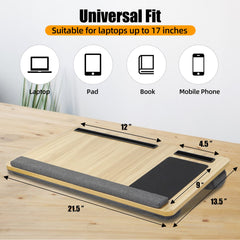 Versatile Portable Wooden Laptop Tray with Cushion