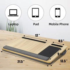 Versatile Portable Wooden Laptop Tray with Cushion