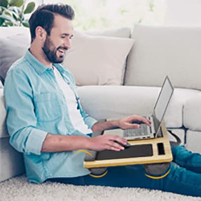 Versatile Portable Wooden Laptop Tray with Cushion