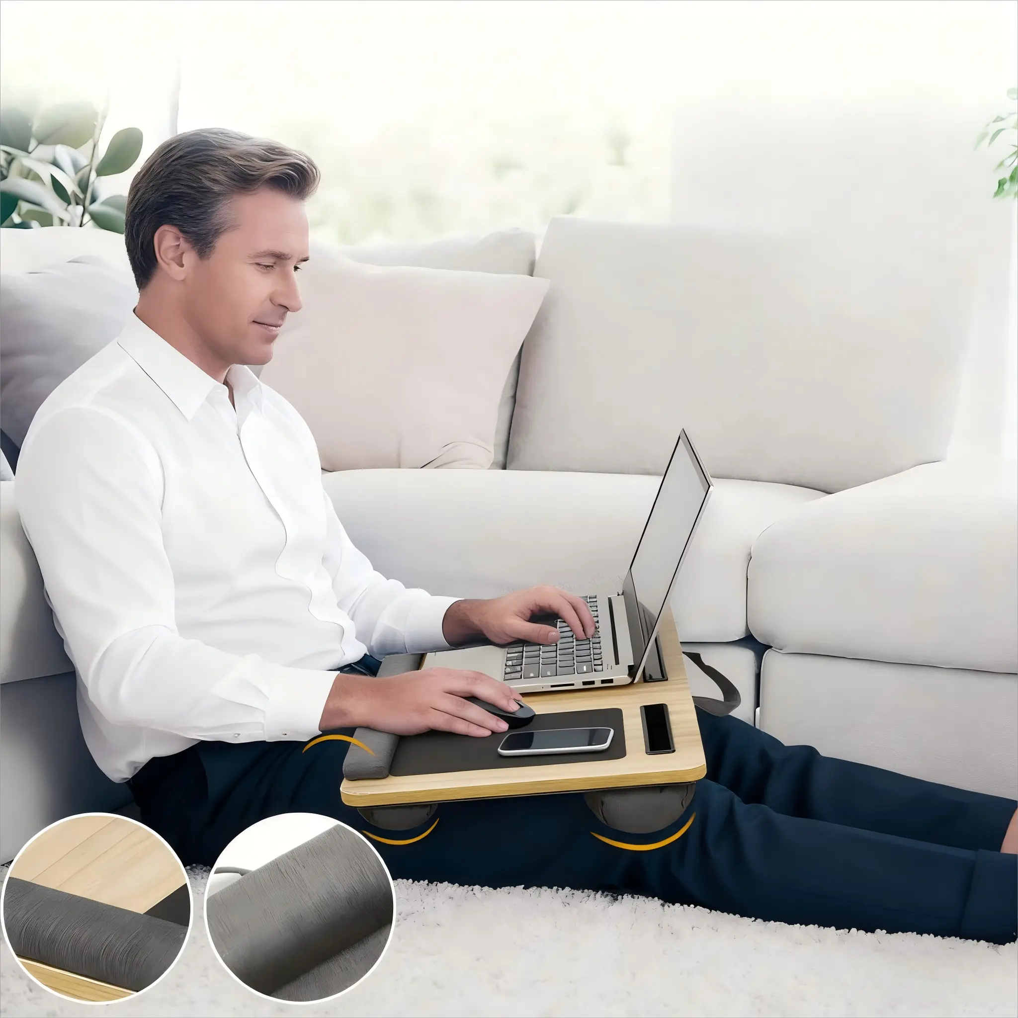 Versatile Wooden Portable Lap Desk with Cushion - Ciao Stilista #